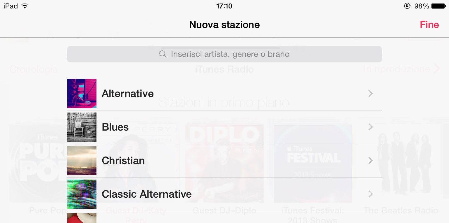 iTunes Radio, ricerca