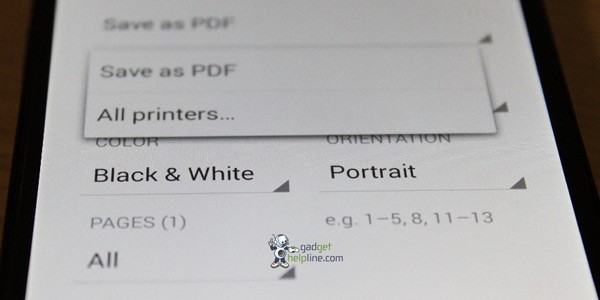 Opzioni per la stampa diretta delle immagini in Android 4.4 KitKat