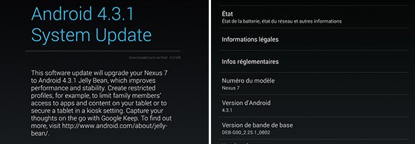 Android 4.3.1 Jelly Bean è in fase di rollout per la versione LTE del nuovo Nexus 7