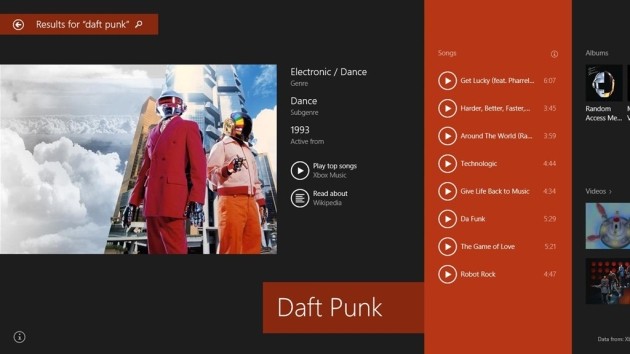 Ecco come Windows 8.1 mostra i risultati di una ricerca.