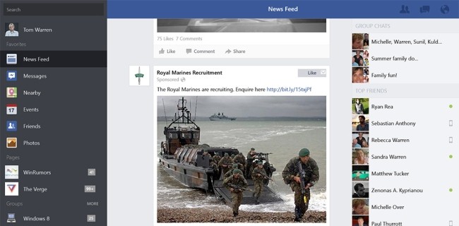 Windows 8.1, ecco l'app ufficiale di Facebook