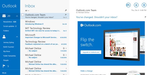 Mail per Windows 8.1, integrazione con Outlook.com
