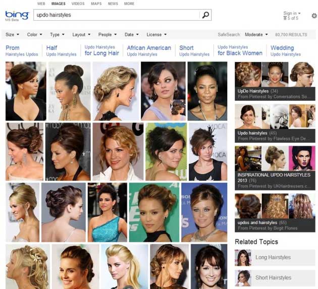 Bing Image Search mostra anche le immagini pubblicate su Pinterest.