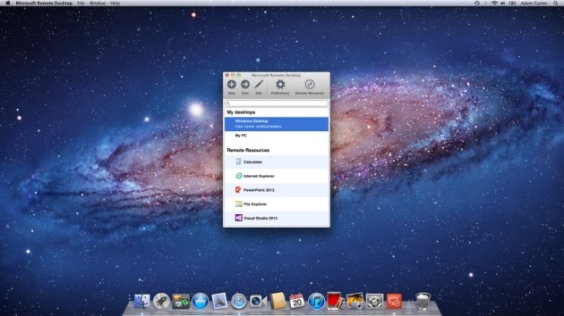 Microsoft Remote Desktop per Mac OS X.