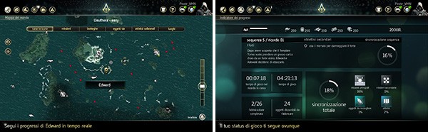 Screenshot per l'app Companion di Assassin's Creed 4: Black Flag, disponibile su Android e iOS