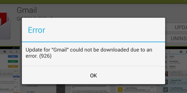 Errore nell'aggiornamento delle applicazioni di Google Play