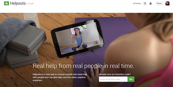 Il sito ufficiale di Google Helpouts, attraverso il quale richiedere un invito per utilizzare la piattaforma in anteprima