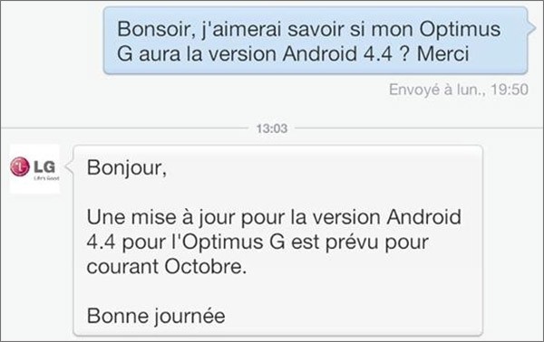 Android 4.4 KitKat confermato su LG Optimus G per il mese di ottobre