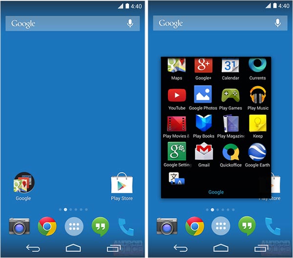 L'interfaccia di Android 4.4 KitKat in un mock-up