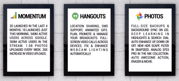 Un'immagine riepilogativa per le novità presentate durante l'evento Google+ di oggi