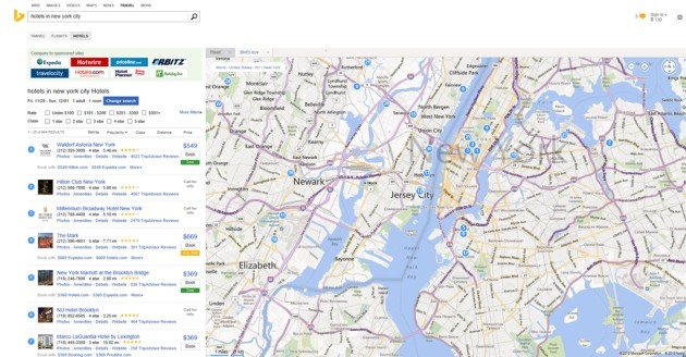 Le informazioni di TripAdvisor integrate nei risultati delle ricerche su Bing.