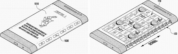 Il brevetto Samsung che mostra il funzionamento dei display curvi, che occupano anche i bordi laterali dello smartphone