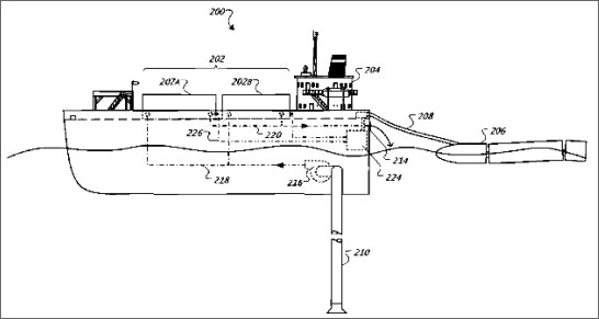 La struttura galleggiante progettata da Google in un brevetto del 2009