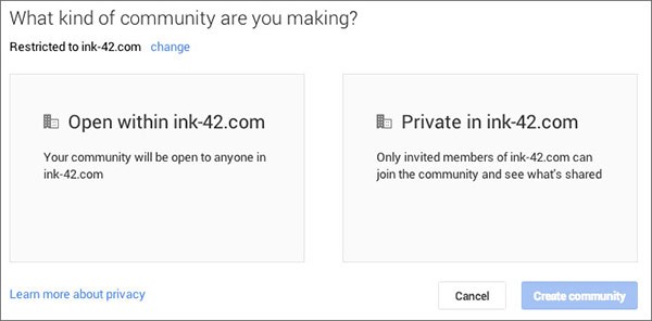Google+ permette la creazione di Community private, per realtà come scuole e aziende