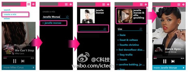 Screenshot per la web app di Nokia Musica