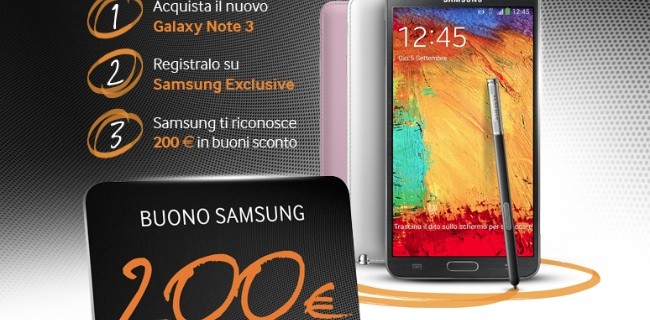Scegli un Galaxy Note 3, Samsung ti regala 200€