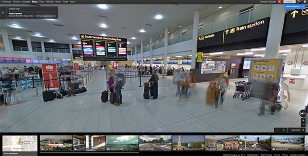 L'interno dell'aeroporto di Gatwick su Street View