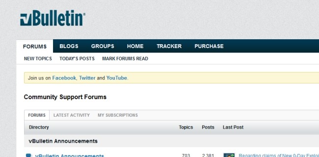Attacco contro vBulletin, forum a rischio