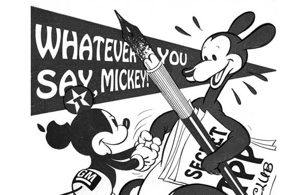 Il fumetto satirico col quale Wikileaks ha presentato la bozza del TPP. La morale è che tutti si inchinano sempre al volere degli Usa-Mickey Mouse?