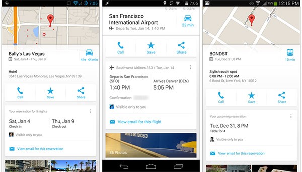 Screenshot per l'integrazione di Gmail nell'app di Google Maps su Android e iOS