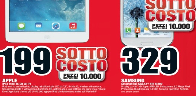 Sottocosto di natale Mediaworld: iPad Mini a 199€