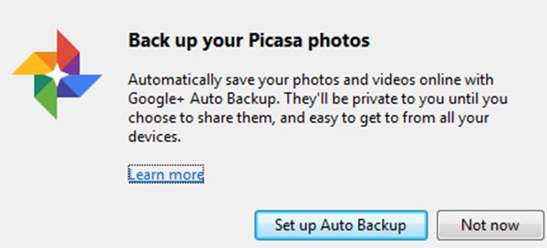 La funzionalità di backup automatico offerta dall'ultima versione del software Picasa