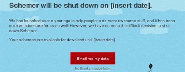 Uno screenshot testimonia l'intenzione di chiudere Google Schemer