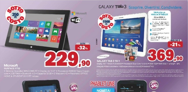 Unieuro, sottocosto di Natale: Surface RT a 229€