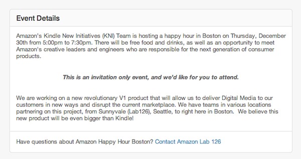 Invito Amazon per il 30 gennaio