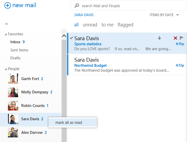La nuova sezione People View in Outlook Web App.