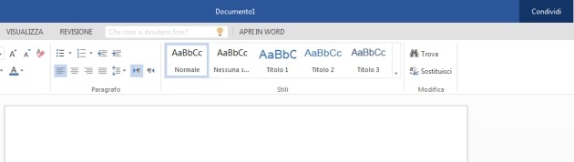 La nuova interfaccia flat della Word Web App.
