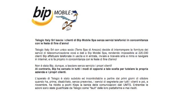 Bip Mobile non ci sta ed attacca Telogic e H3G