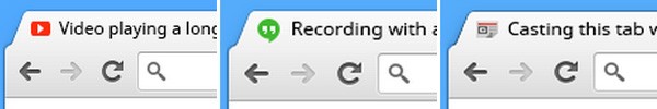 Gli indicatori per la riproduzione dei contenuti multimediali presenti nelle schede di Chrome 32