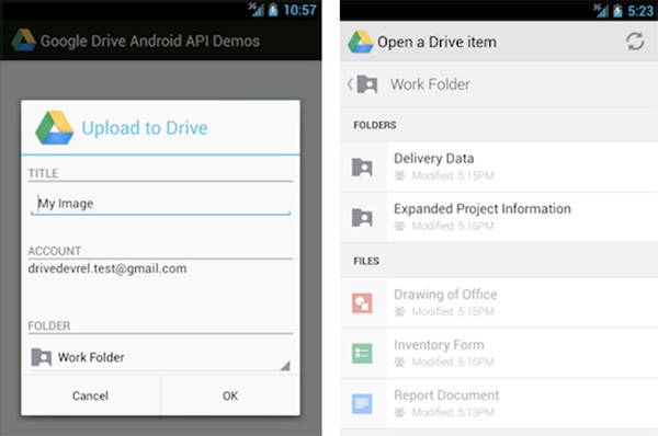 Google Drive Android API permette il salvataggio dei file da parte delle applicazioni sulla piattaforma di cloud storage