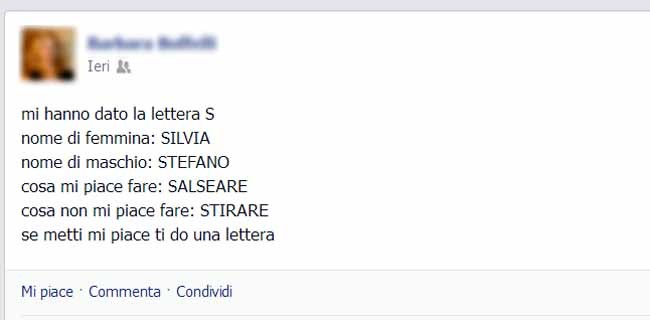 Mi hanno dato la lettera: su Facebook gioco virale