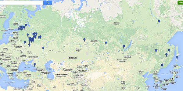 Le città coperte dal servizio Street View in Russia