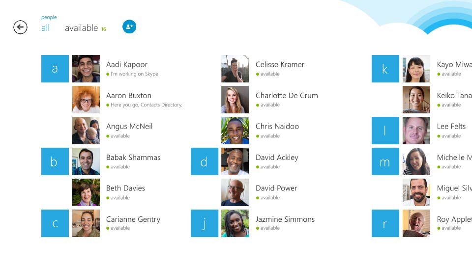 La nuova opzione per l'aggiunta dei contatti in Skype 2.5 per Windows 8.1.