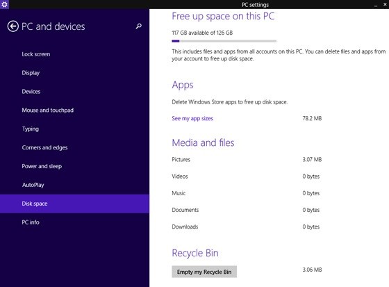La nuova sezione che permette di controllare lo spazio occupato app, file e media.