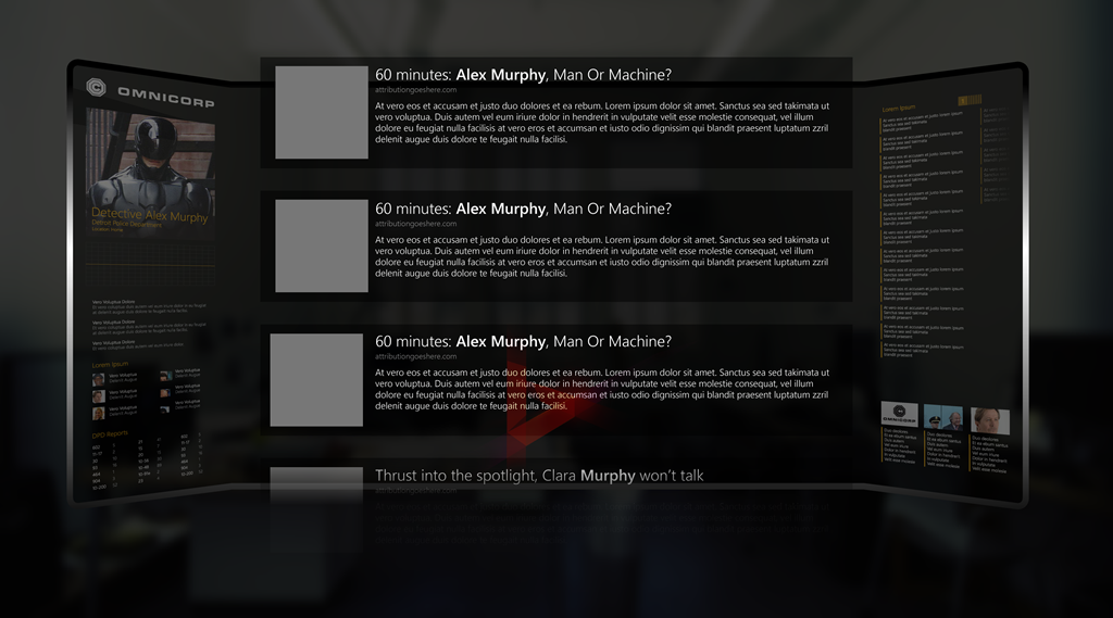 L'interfaccia utente di Bing nel film RoboCop.