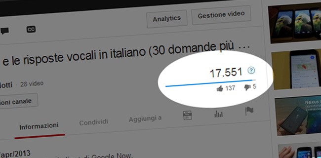 YouTube e il numero delle visualizzazioni