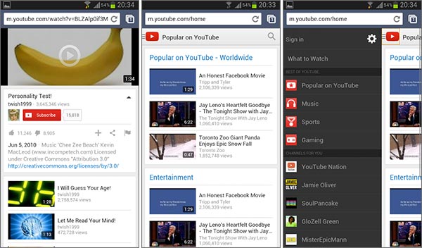 Il nuovo layout per la versione mobile di YouTube