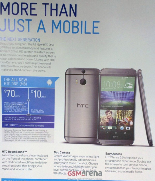 La brochure di Telstra svela il nuovo HTC One