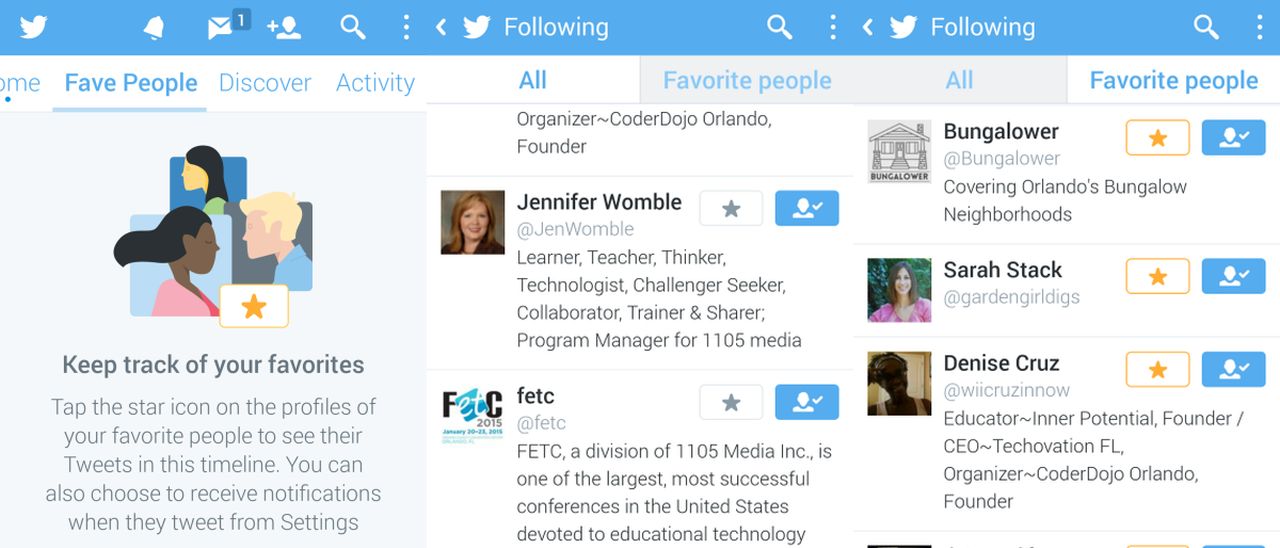 Twitter testa la timeline Fave People su Android