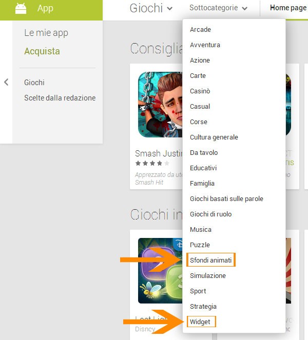 Le nuove categorie della sezione Giochi su Play Store