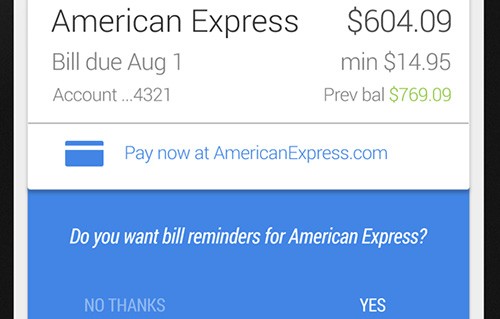 L'assistente Google Now ricorderà agli utenti quando è l'ora di pagare le bollette