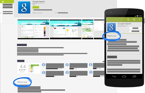 La sezione Novità per le applicazioni Android, sulle versioni Web e mobile di Play Store