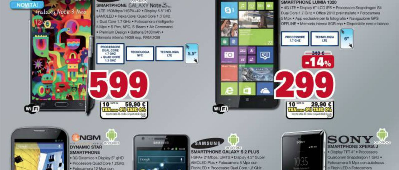 Volantino Unieuro: Samsung Galaxy S3 a 299 euro
