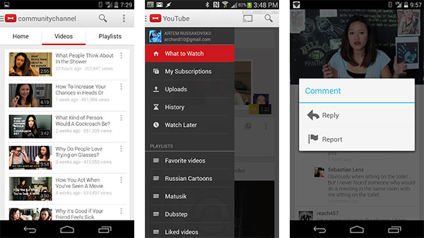 Le modifiche all'interfaccia per l'app Android di YouTube