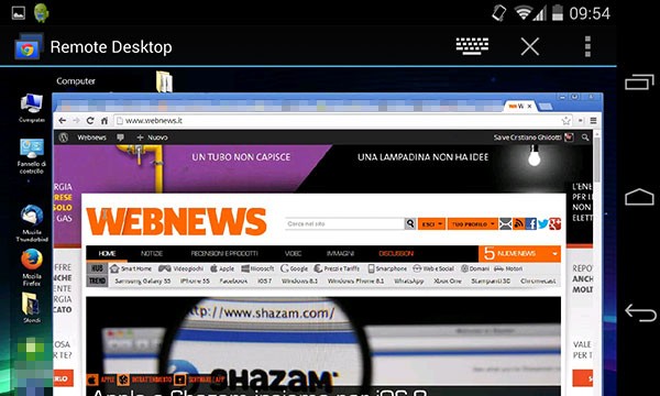 Chrome Remote Desktop in esecuzione su uno smartphone Android