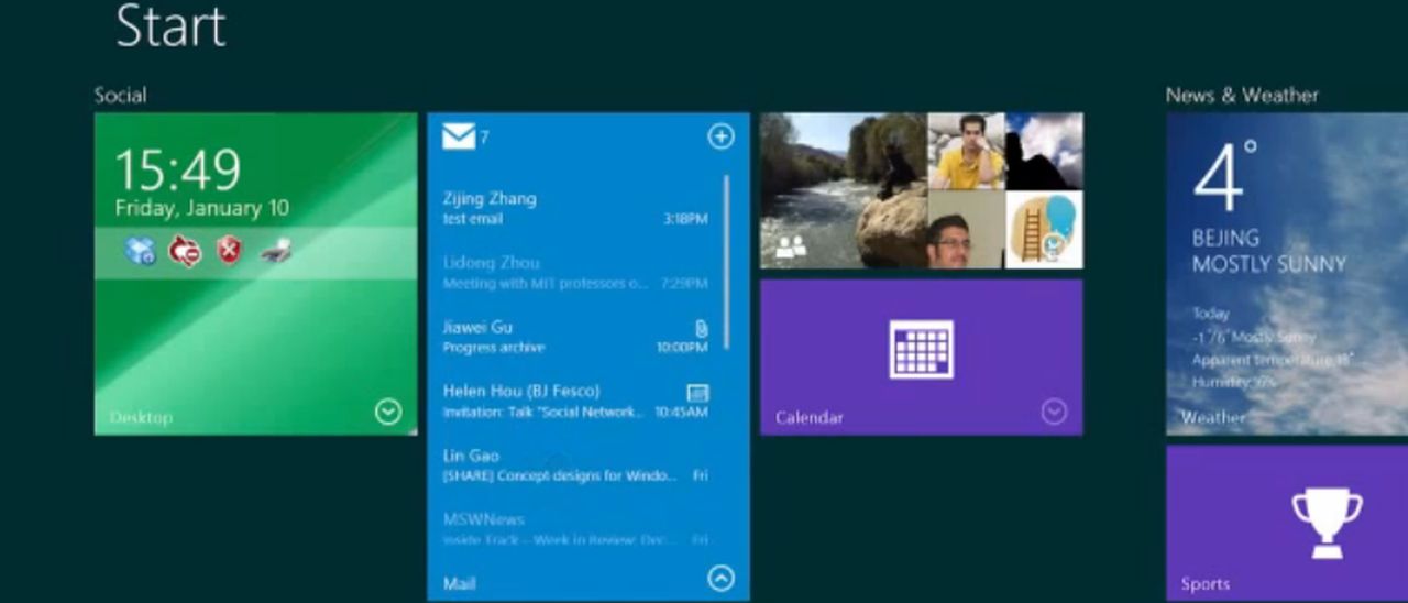 Windows 9: live tile interattive e centro notifiche